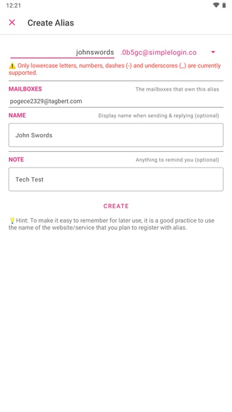 SimpleLogin - Preview 2