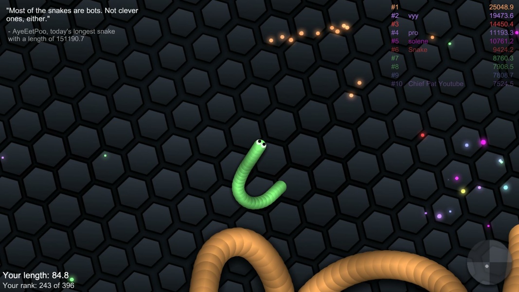 Is Snake.io filled with bots? And please don't answer as Slither