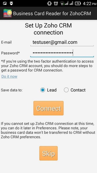 Business Card Reader for ZohoCRM - Preview 1