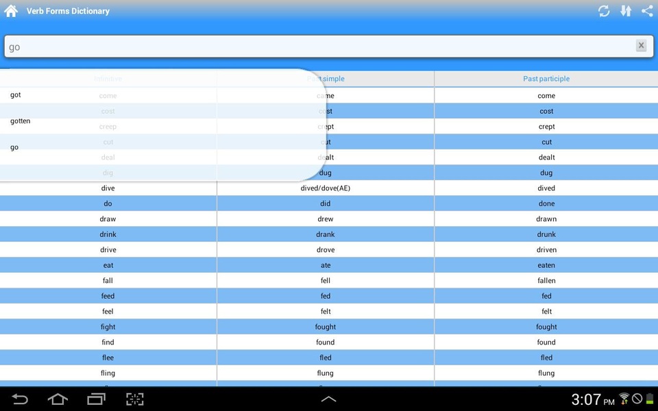 Verb Forms Dictionary - Preview 3