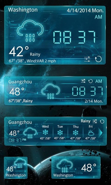 Widget Outer Space Style GO Weather EX - Preview 1