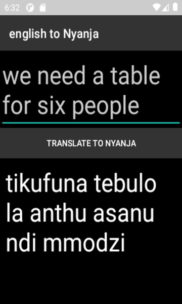 english to Nyanja translator - Preview 2
