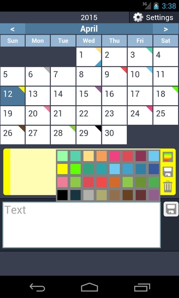 Calendar with colors - Preview 1