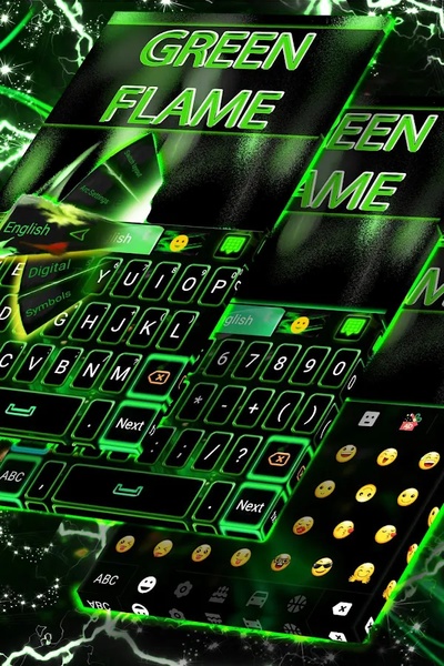 Green Flame GO Keyboard theme - Preview 1