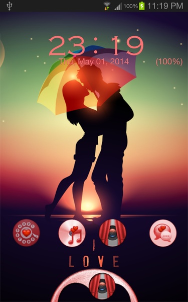 Cute Couple Kiss GO Locker Theme - Preview 1
