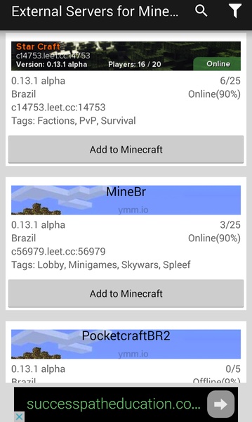 External Servers for Minecraft PE - Preview 3