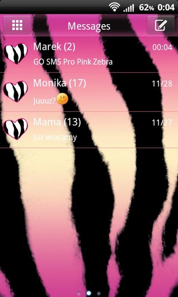 GO SMS Pro Pink Zebra - Preview 3