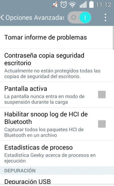 Opciones de desarrollador - Preview 1