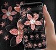 Pink Gold Flower Black Luxury Theme screenshot 1