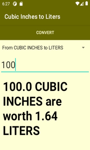 Cubic Inches to Liters converter - Preview 4