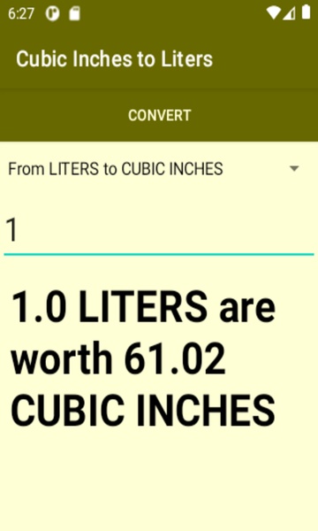 Cubic Inches to Liters converter - Preview 2