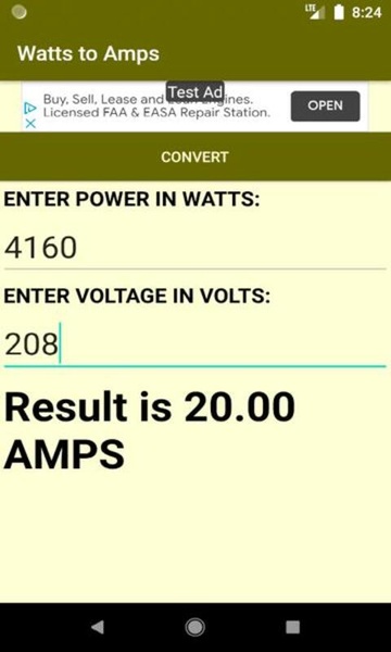 Watts to Amps Converter - Preview 2