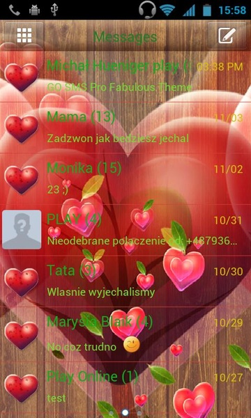 GO SMS Pro Fabulous Hearts - Preview 4