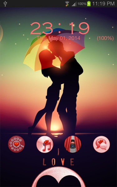 Cute Couple Kiss GO Locker Theme - Preview 2