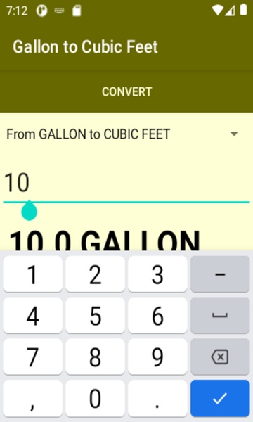 Gallon to Cubic Feet converter - Preview 3
