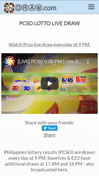 Live pcso lotto store draw today