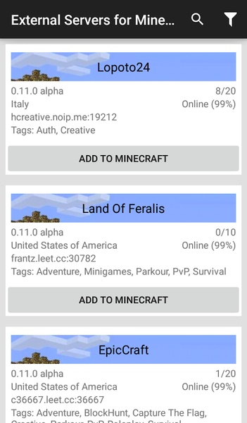 External Servers for Minecraft PE - Preview 6
