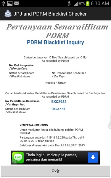 JPJ and PDRM Blacklist Checker - Preview 1