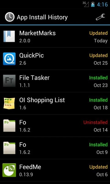 App Install History - Preview 8