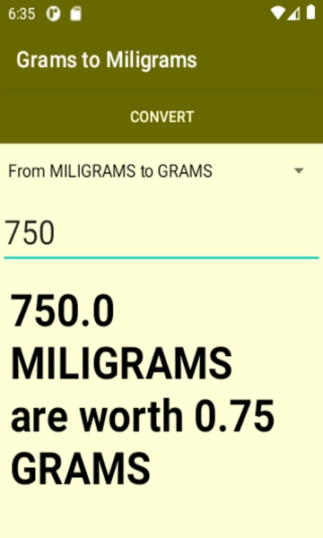 Grams to Miligrams converter - Preview 1