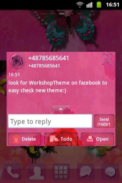 GO SMS Theme Pink Rose Cute - Preview 2