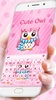 Pink Cute Owl Keyboard Theme screenshot 2