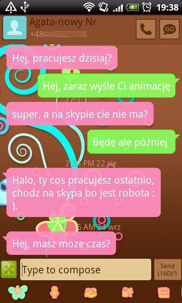 GO SMS Pastel Chocolate Theme - Preview 5