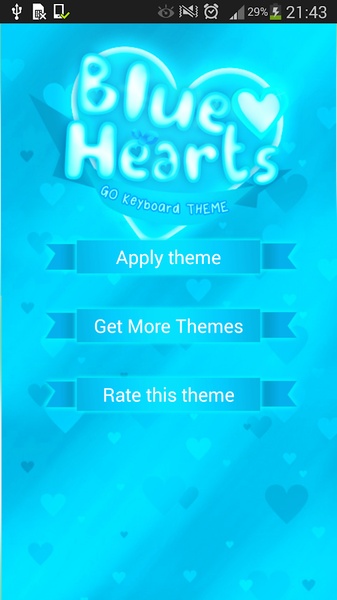GO Keyboard Blue Hearts Theme - Preview 6