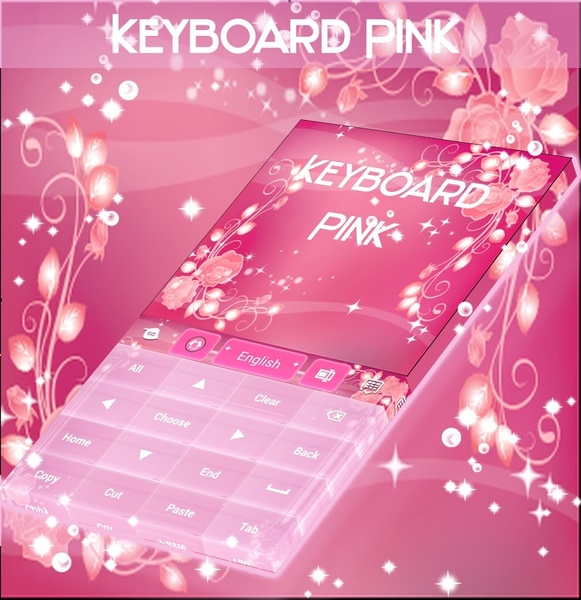Pink Keyboard Rose Theme - Preview 1