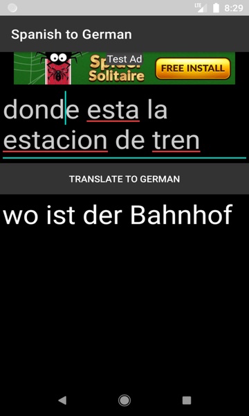 Spanish to German Translator - Preview 2