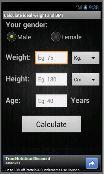 Calculate ideal weight (BMI) - Preview 1