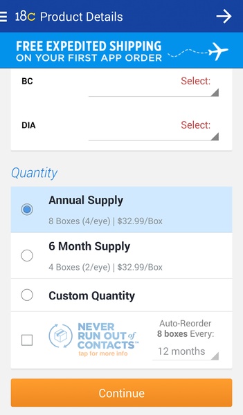 1800CONTACTS App - Preview 2