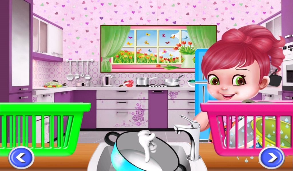 Little Girl Wash Kitchen Dishes - Preview 4