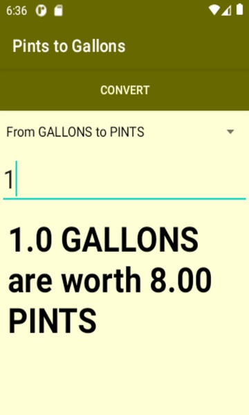 Pints to Gallons converter - Preview 2