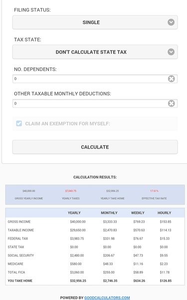 US Salary Tax Calculator - Preview 2