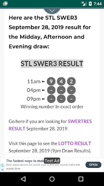 Lotto result deals sept 7 2019