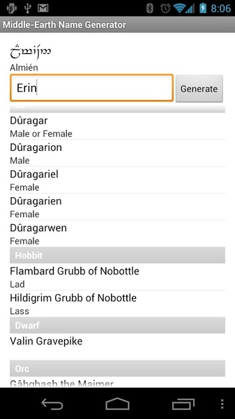 Middle-earth Name Generator - Preview 3