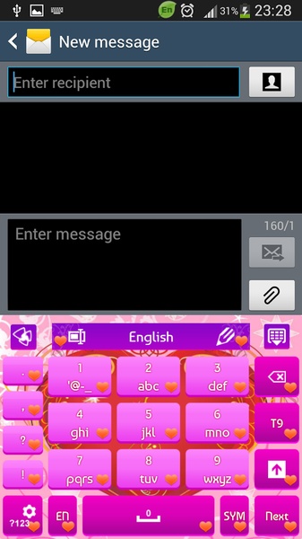 GO Keyboard Purple Heart Theme - Preview 8