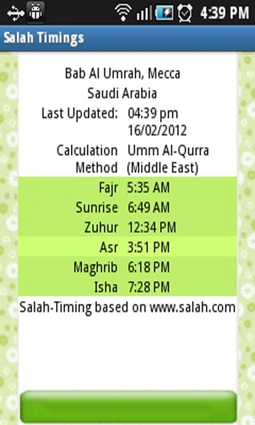 Salah Timings - Preview 3