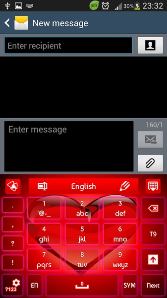 GO Keyboard Red Heart Theme - Preview 6