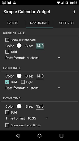 Simple Calendar Widget - Preview 3