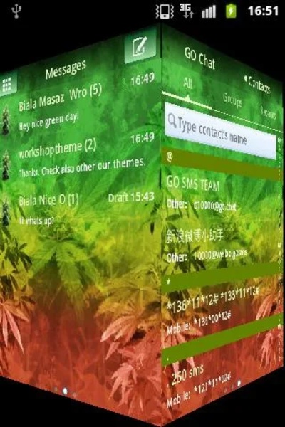 GO SMS Pro Theme Weed Ganja - Preview 1