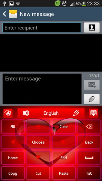 GO Keyboard Red Heart Theme - Preview 5