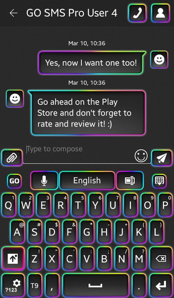 GO Keyboard Neon Rainbow Theme - Preview 3