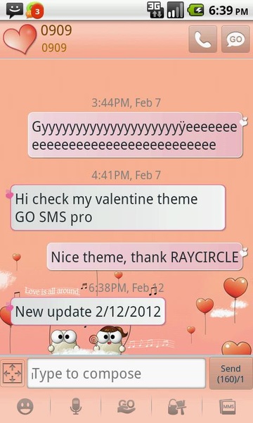 My Valentine Theme GO SMS - Preview 3
