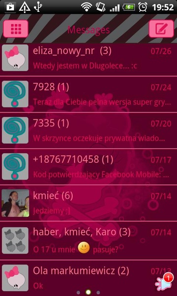 GO SMS Emo Skull Theme - Preview 4