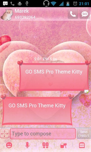 GO SMS Pro Theme Kitty - Preview 2