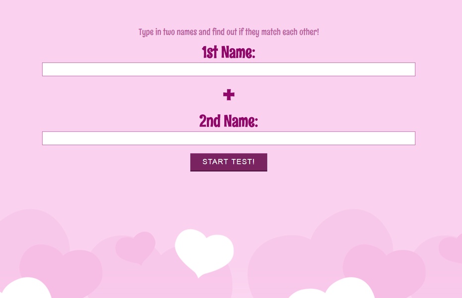 Love Tester game - find out if yours is a match made in heaven