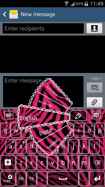 GO Keyboard Pink Zebra Theme - Preview 11