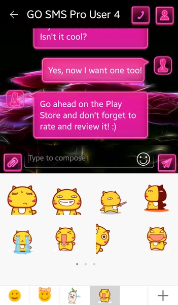 GO SMS Neon Roses Theme - Preview 3